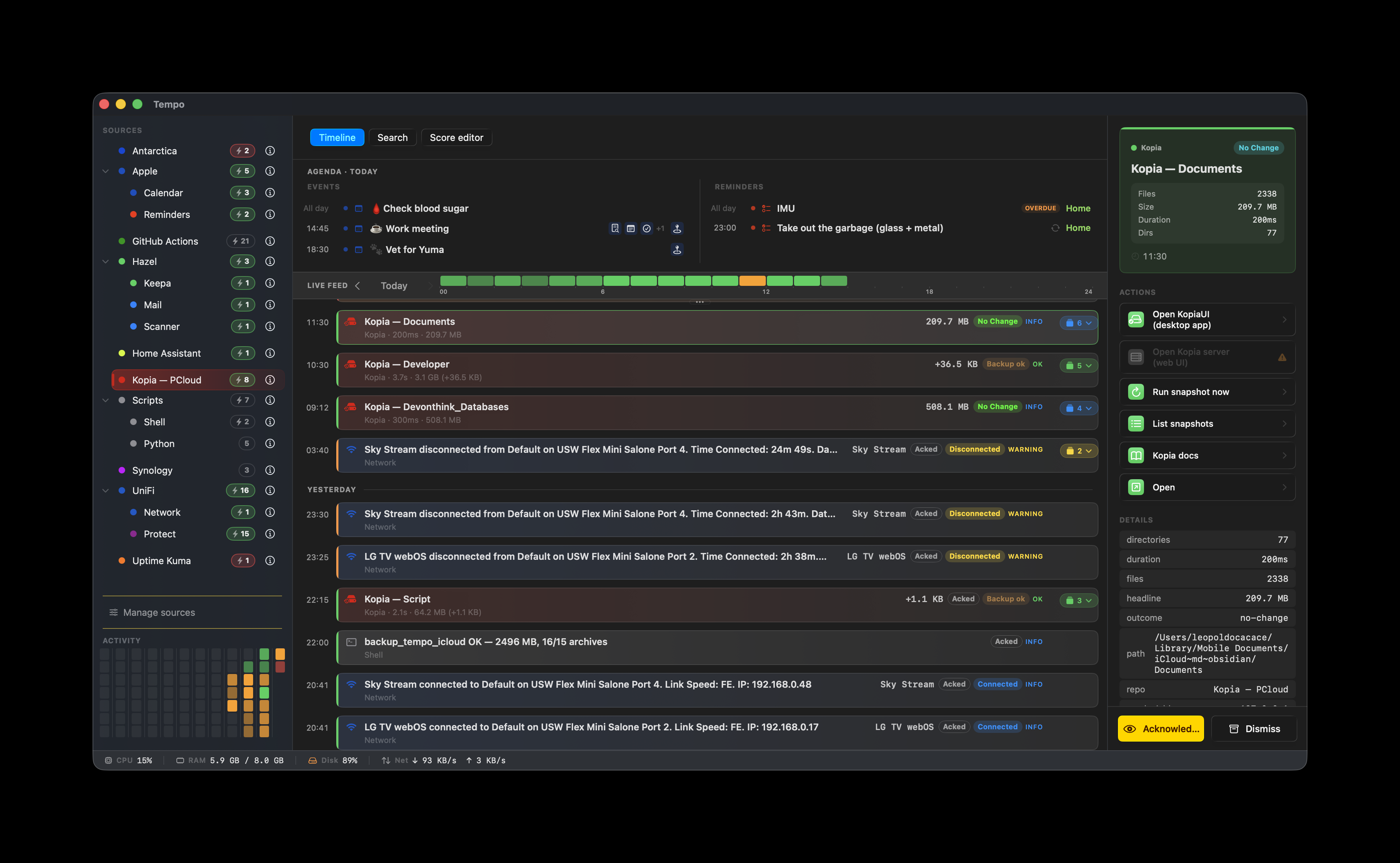 Kopia — backup complete