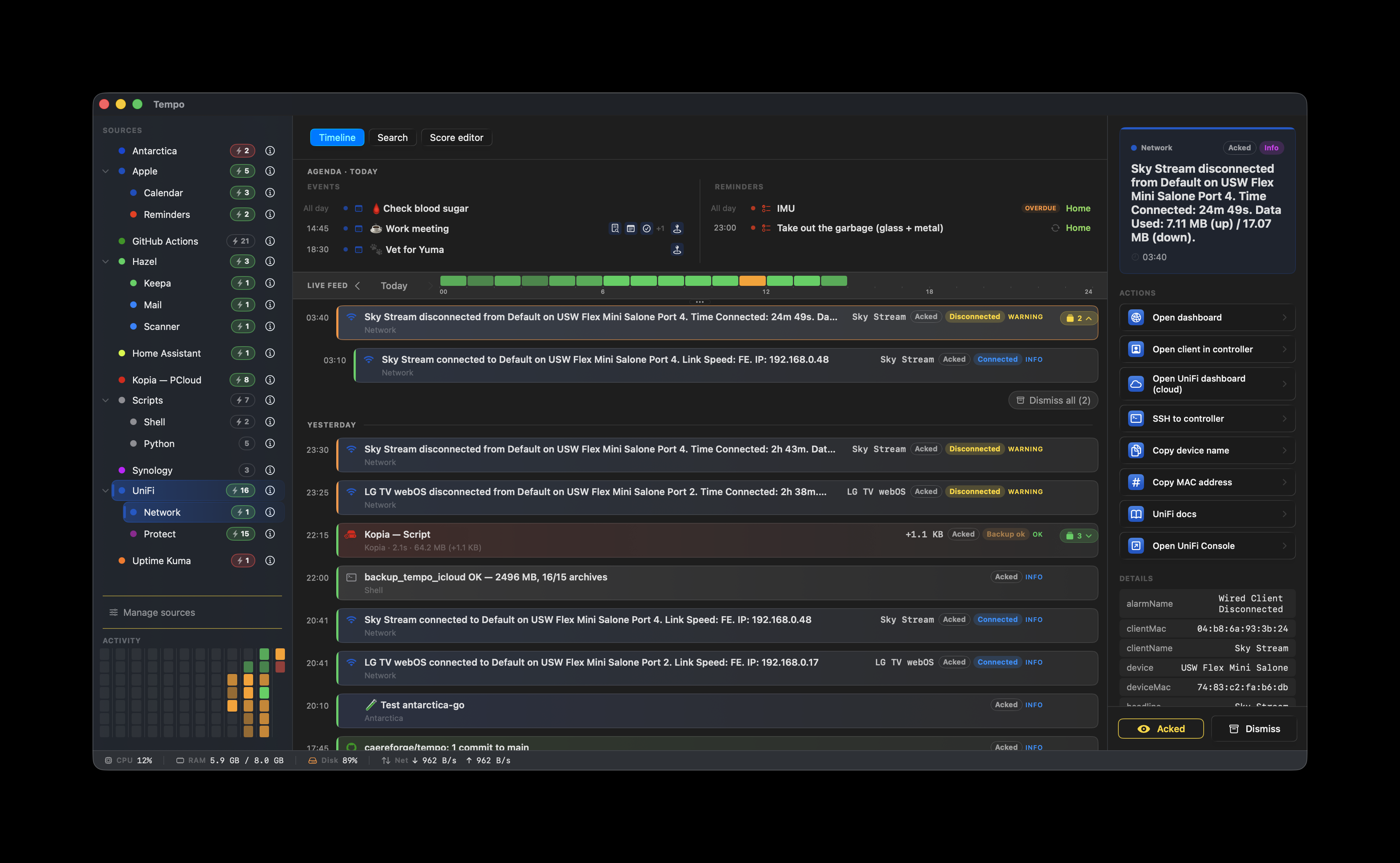 UniFi — device flapping, stacked